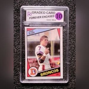 John Elway Denver Broncos HOF Vintage Football Rookie Card Graded 10 Gem Mint